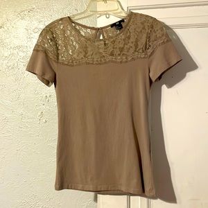 H&M Tan/Grey Lace Top